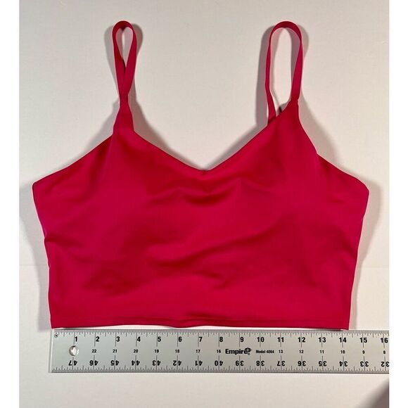 Athleta Elation V Neck Longline Bra Fuschia Bright Pink Size Large Cup Size A-C - Picture 4 of 5